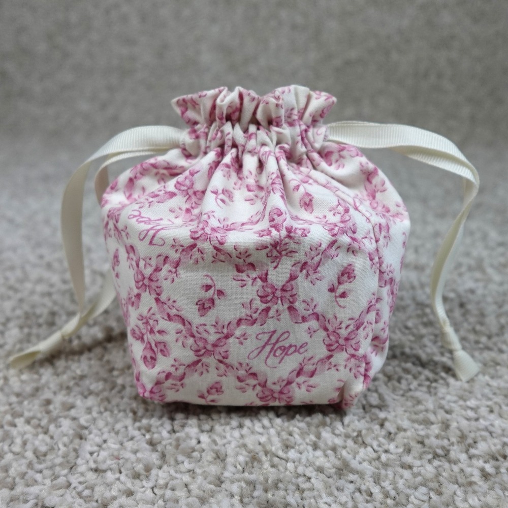 Longaberger 2006 Horizon of Hope Basket Liner Pink Floral Toile Drawstring Bag